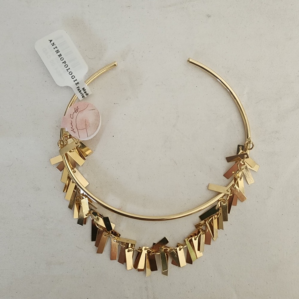 NWT Anthropologie Arm Cuff Bracelet Band Gold Tone Fringe